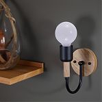 Бра Reluce 99960-0.2-01 BK+WOOD светильник настенный Е27, 60 Вт, металл, дерево, до 4 кв.м