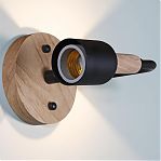 Бра Reluce 99960-0.2-01 BK+WOOD светильник настенный Е27, 60 Вт, металл, дерево, до 4 кв.м