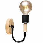 Бра Reluce 99960-0.2-01 BK+WOOD светильник настенный Е27, 60 Вт, металл, дерево, до 4 кв.м