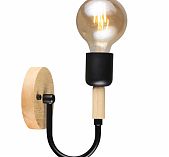 Бра Reluce 99960-0.2-01 BK+WOOD светильник настенный Е27, 60 Вт, металл, дерево, до 4 кв.м