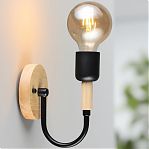 Бра Reluce 99960-0.2-01 BK+WOOD светильник настенный Е27, 60 Вт, металл, дерево, до 4 кв.м