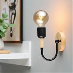 Бра Reluce 99960-0.2-01 BK+WOOD светильник настенный Е27, 60 Вт, металл, дерево, до 4 кв.м