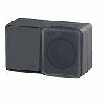 Блок: розетка  с заземлением+выключатель одноклавишный Schneider Electric AtlasDesign Profi54,  ATN544070, антрацит