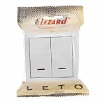 Выключатель двойной Lezard Leto с подсветкой, пластиковый, белый