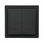 Выключатель двойной с подсветкой Lezard Leto 752-4200-112, накладной, чёрный бархат