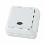 Выключатель одноклавишный с подсветкой TDM Electric Ладога SQ1801-0009 накладной,  белый