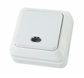 Выключатель одноклавишный с подсветкой TDM Electric Ладога SQ1801-0009 накладной,  белый