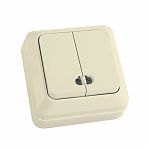 Выключатель двухклавишный с подсветкой TDM Electric  Ладога SQ1801-0008 накладной, слоновая кость