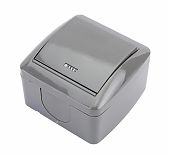 Выключатель одноклавишный TDM Electric Селигер SQ1818-0103, накладной, оконечный серый