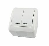 Выключатель двухклавишный TDM Electric Селигер SQ1818-0004, накладной, оконечный белый