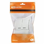 Выключатель двухклавишный TDM Electric Селигер SQ1818-0004, накладной, оконечный белый