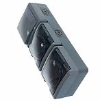 Блок 2 розетки и выключатель Эра Эксперт 11-7403-03, Б0027674, IP54, 16A, 3 поста, серый, накладной, с крышкой