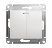 Выключатель GLOSSA 2 клавиши с подсветкой белый GSL000153