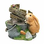 Кашпо для цветов декоративное Зайчик с ведром CG-23050, полистоун, 16х24 см