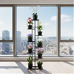 Подставка для цветов Greengo 10747749, 8 полок, напольная, металл, чёрная, 22х43х141 см