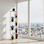 Подставка для цветов Greengo 10747754, 7 полок, напольная, металл, МДФ, белая, 23х36х120 см