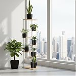 Подставка для цветов Greengo 10747754, 7 полок, напольная, металл, МДФ, белая, 23х36х120 см