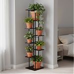 Подставка для цветов Greengo 10747749, 8 полок, напольная, металл, МДФ, чёрная, 23х36х136 см