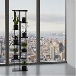 Подставка для цветов Greengo 10747749, 8 полок, напольная, металл, МДФ, чёрная, 23х36х136 см