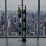 Подставка для цветов Greengo 10747749, 8 полок, напольная, металл, МДФ, чёрная, 23х36х136 см