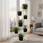 Подставка для цветов Лофт Каскад 7, 233470, 7 полок, напольная, металл, белая