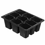 Кассета для рассады 64347, на 9 ячеек, 60х135х180 мм, полистирол, черный, в упаковке 5 штук