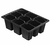 Кассета для рассады 64347, на 9 ячеек, 60х135х180 мм, полистирол, черный, в упаковке 5 штук