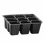 Кассета для рассады 64347, на 9 ячеек, 60х135х180 мм, полистирол, черный, в упаковке 5 штук