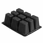 Кассета для рассады 64347, на 9 ячеек, 60х135х180 мм, полистирол, черный, в упаковке 5 штук