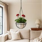 Кашпо подвесное Palisad 69015, металл, черное, диаметр 26 см