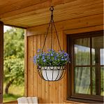 Кашпо подвесное Palisad 69015, металл, черное, диаметр 26 см