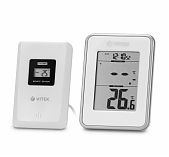 Метеостанция Vitek VT-6408 SR, встроенные часы, индикация уровня заряда, серебристый