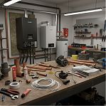 Комплект привод мотора клапана Baxi, провод 1.2 м + датчик NTC 10кОм, Beta 3435, 2 м