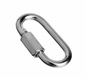 Карабин винтовой, оцинкованная сталь, с фиксатором, серебристый, 14 мм