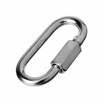 Карабин винтовой, оцинкованная сталь, с фиксатором, серебристый, 14 мм