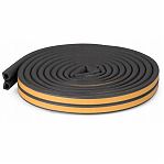 Уплотнитель самоклеющийся Kim Tec промышленный, D-профиль, черный, 7.5х9 мм