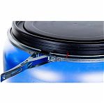 Бочка 220 литров, вымытая, полиэтиленовая, с крышкой на железном обруче, синяя