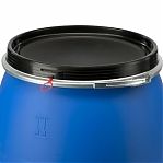 Бочка 170 литров, вымытая, полиэтиленовая, с крышкой на железном обруче, синяя