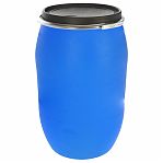 Бочка 127 литров, для воды, полиэтиленовая, с крышкой на железном обруче, синяя