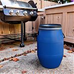 Бочка 65 литров, для воды, пищевая, полиэтиленовая, с крышкой на железном обруче, синяя