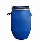 Бочка 65 литров, для воды, пищевая, полиэтиленовая, с крышкой на железном обруче, синяя
