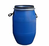Бочка 65 литров, для воды, пищевая, полиэтиленовая, с крышкой на железном обруче, синяя