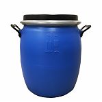 Бочка 48 литров, для воды, пищевая, полиэтиленовая, с крышкой на железном обруче, синяя