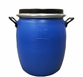Бочка 48 литров, для воды, пищевая, полиэтиленовая, с крышкой на железном обруче, синяя