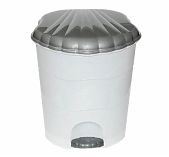 Ведро для мусора Violet, с педалью, округлое, бело-серое, объем 32 л
