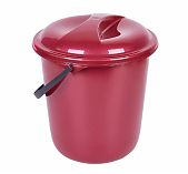 Ведро хозяйственное Spin&Clean Rock'n'Roll, объем 12 литров, пластик, с крышкой и ручкой, цвет Бордо