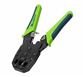 Клещи Сибртех 17733, для обжима телефонных и компьютерных клемм, зеленый