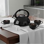 Чайник матовый Mallony MAL-105-N, нержавеющая сталь, черный, со свистком, индукция, 3 л