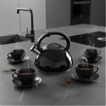 Чайник матовый Mallony MAL-105-N, нержавеющая сталь, черный, со свистком, индукция, 3 л