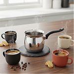 Кофеварка-турка Mallony CW-1000C, стальная, с медным дном, 1000 мл